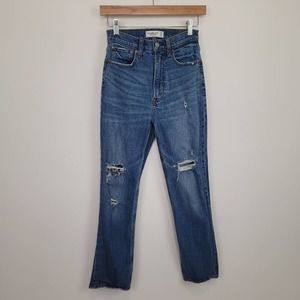 Abercrombie & Fitch Ankle Straight Ultra High Rise Dark Wash Curve Love #490